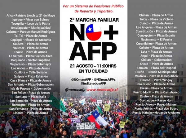 FTH invita a 2da Marcha #NoMásAFP este domingo 21 de Agosto